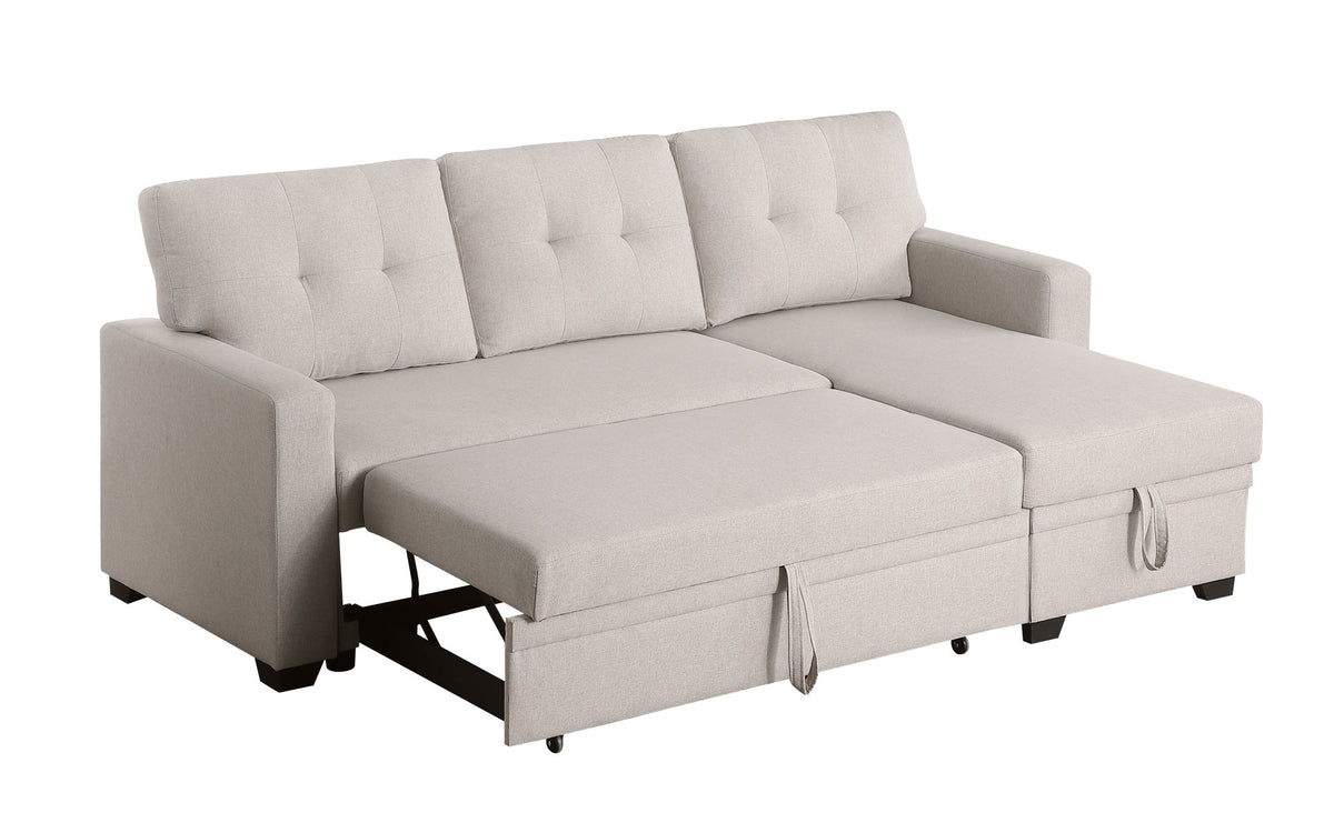 Convertible Upholstered Sectional Sofa with Pull-out Chaise