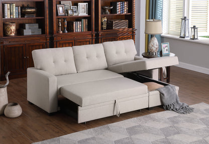 Convertible Upholstered Sectional Sofa with Pull-out Chaise