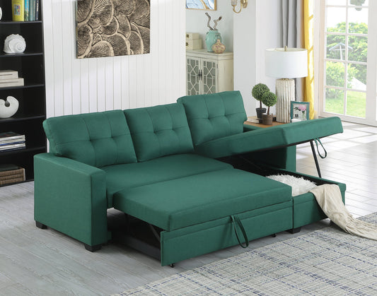 Convertible Upholstered Sectional Sofa with Pull-out Chaise