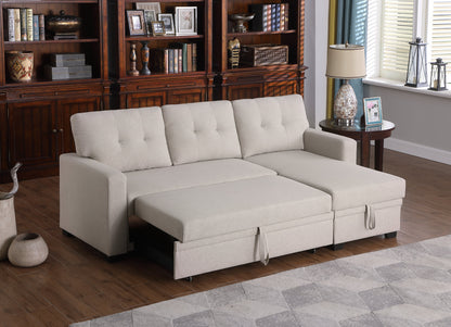 Convertible Upholstered Sectional Sofa with Pull-out Chaise