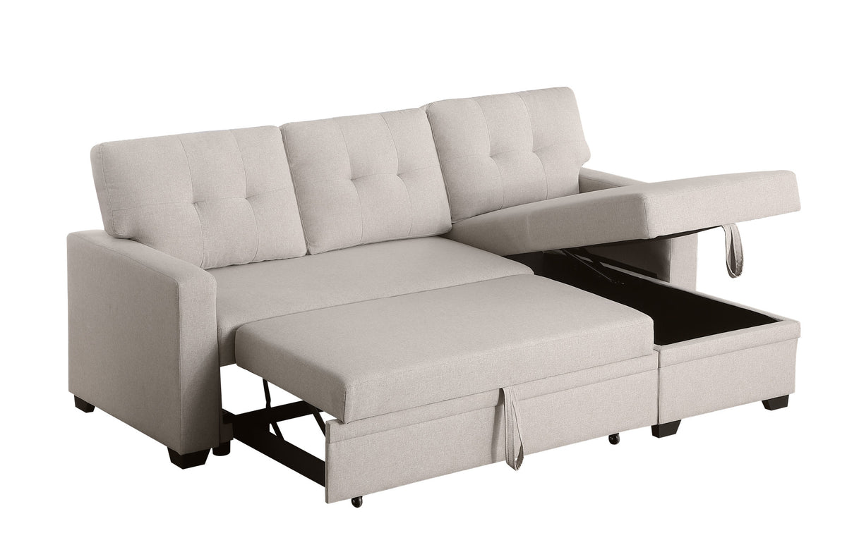 Convertible Upholstered Sectional Sofa with Pull-out Chaise