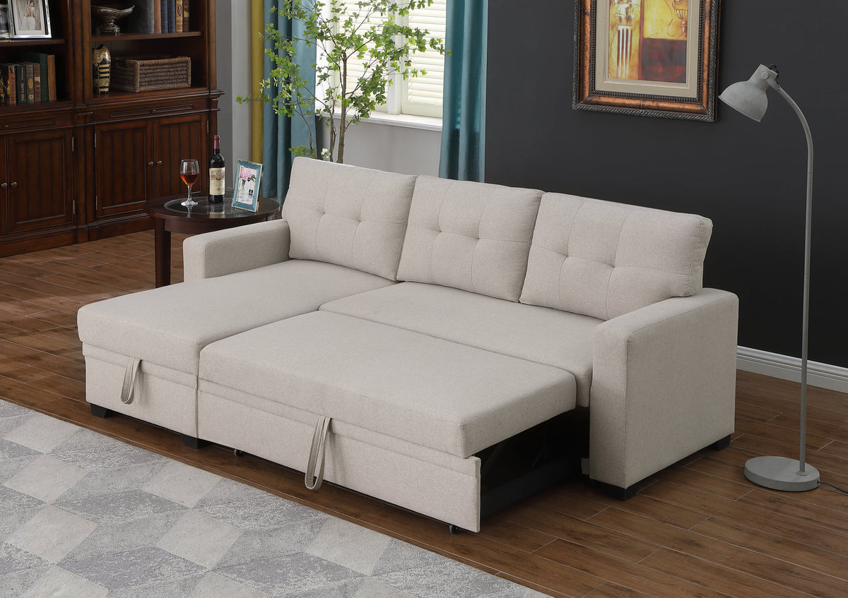 Convertible Upholstered Sectional Sofa with Pull-out Chaise