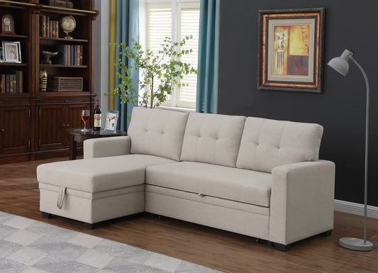 Convertible Upholstered Sectional Sofa with Pull-out Chaise