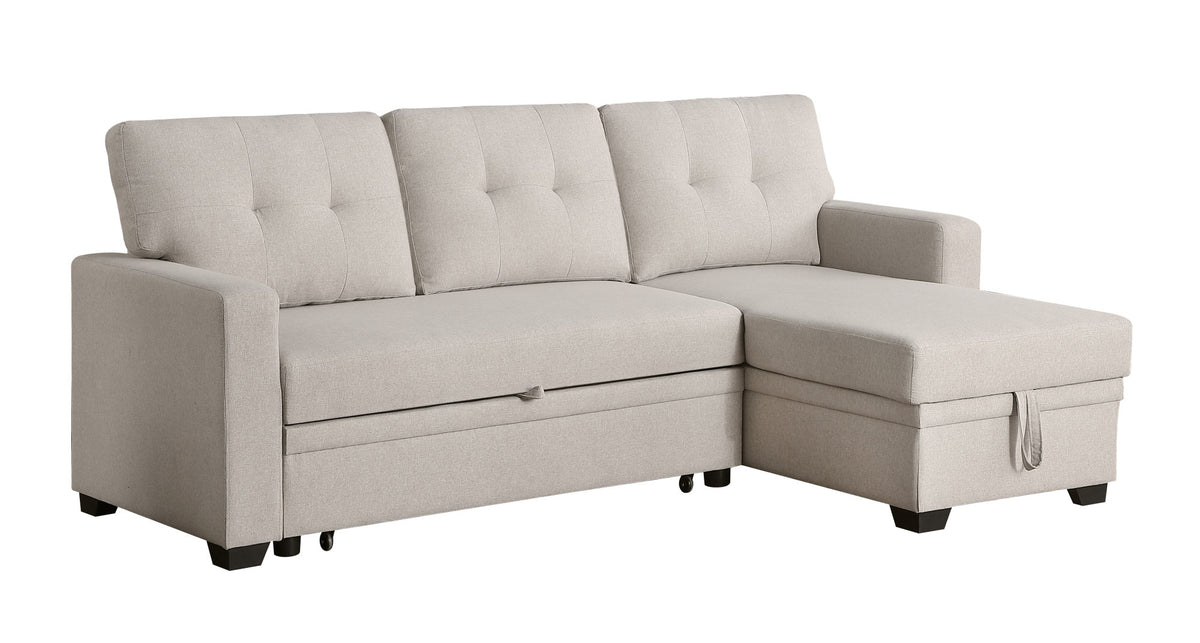 Convertible Upholstered Sectional Sofa with Pull-out Chaise