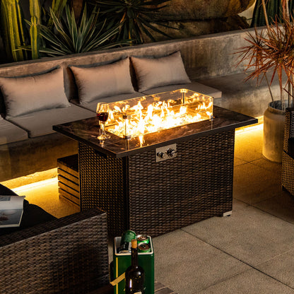 44" Propane Gas Fire Pit Table, 50000 BTU Rectangular Fire Pit
