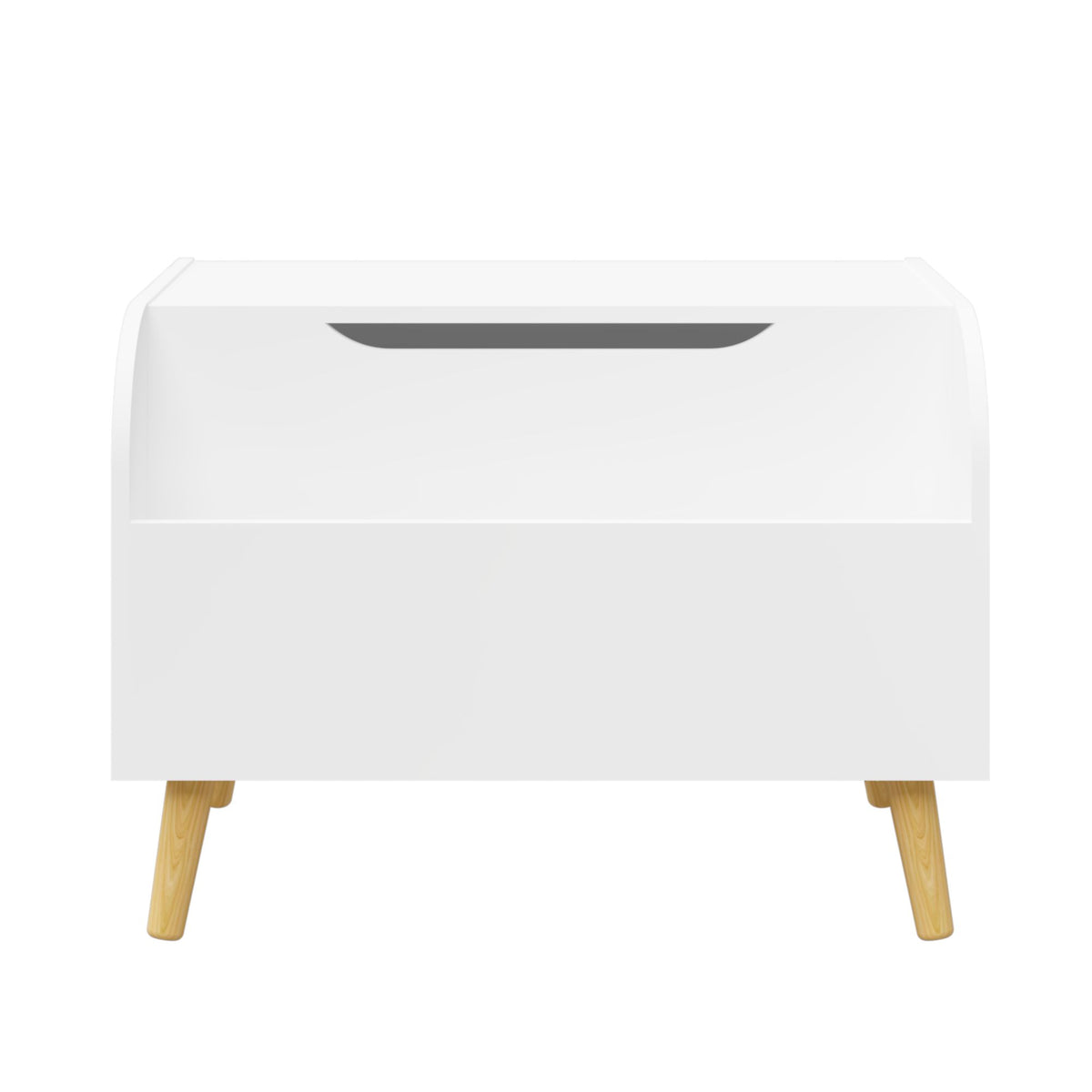 Wooden Toy Box, Kids Toy Storage Organizer with Front Bookshelf, Flip-Top Lid, Safety Hinge - White