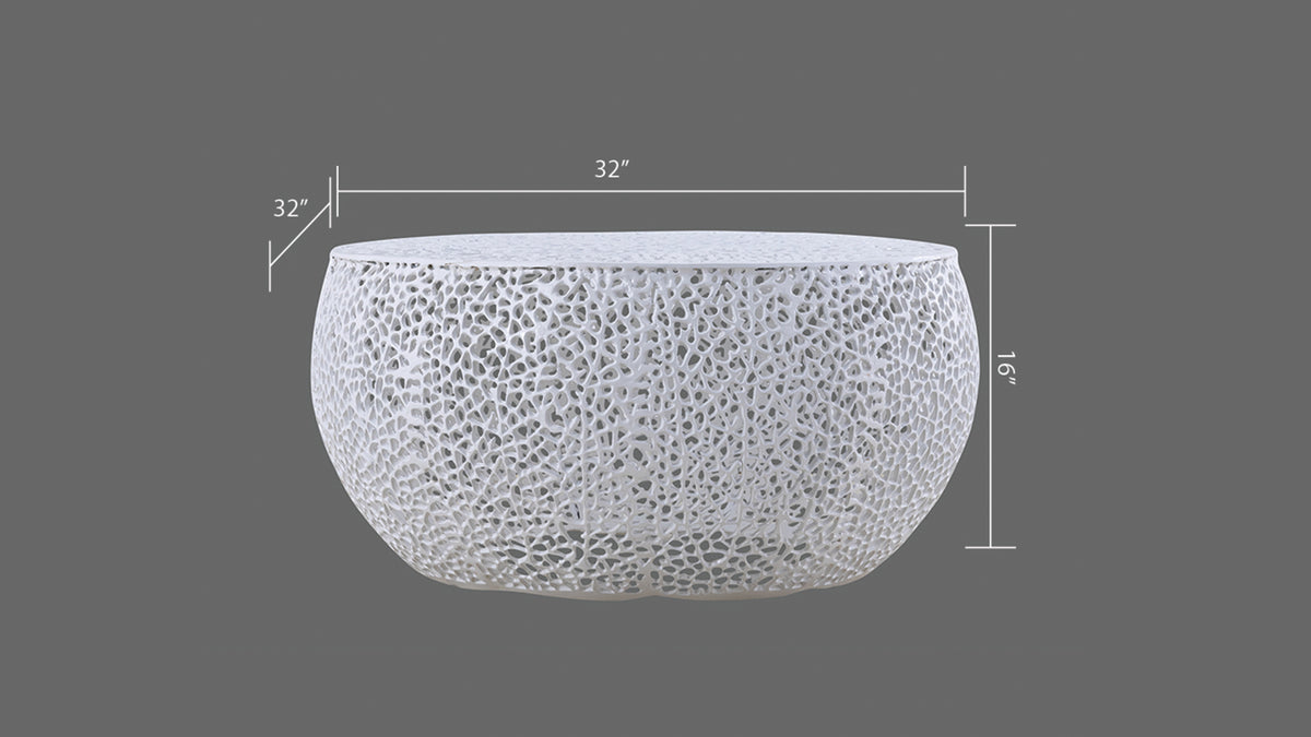 T3502-32 Round Coffee Table in White