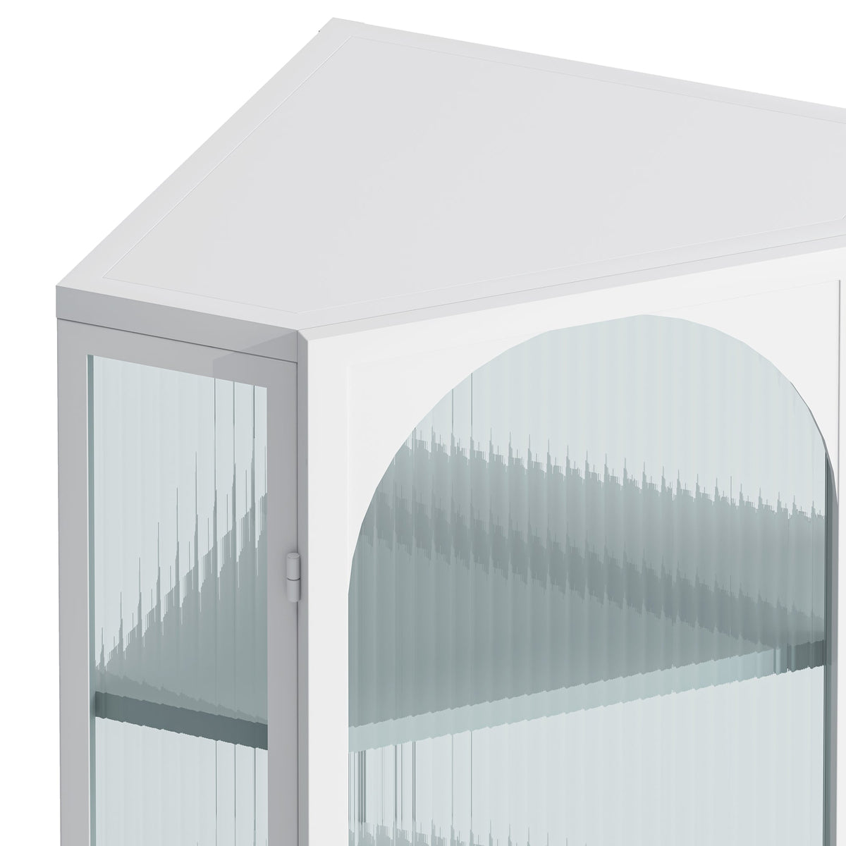 Glass Door Wall Mounted Corner Cabinet with Featuring Four-tier Storage for Bedroom, Living Room, Bathroom, Kitchen, White(same sku:W757130160)