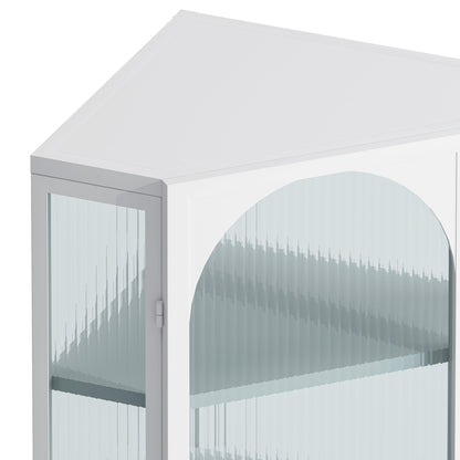 Glass Door Wall Mounted Corner Cabinet with Featuring Four-tier Storage for Bedroom, Living Room, Bathroom, Kitchen, White(same sku:W757130160)