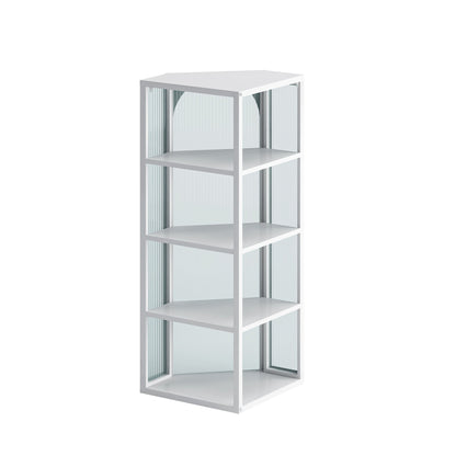 Glass Door Wall Mounted Corner Cabinet with Featuring Four-tier Storage for Bedroom, Living Room, Bathroom, Kitchen, White(same sku:W757130160)