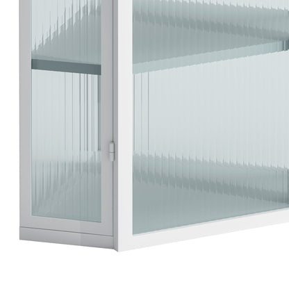 Glass Door Wall Mounted Corner Cabinet with Featuring Four-tier Storage for Bedroom, Living Room, Bathroom, Kitchen, White(same sku:W757130160)