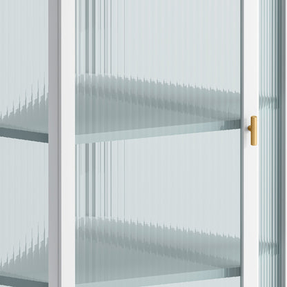 Glass Door Wall Mounted Corner Cabinet with Featuring Four-tier Storage for Bedroom, Living Room, Bathroom, Kitchen, White(same sku:W757130160)