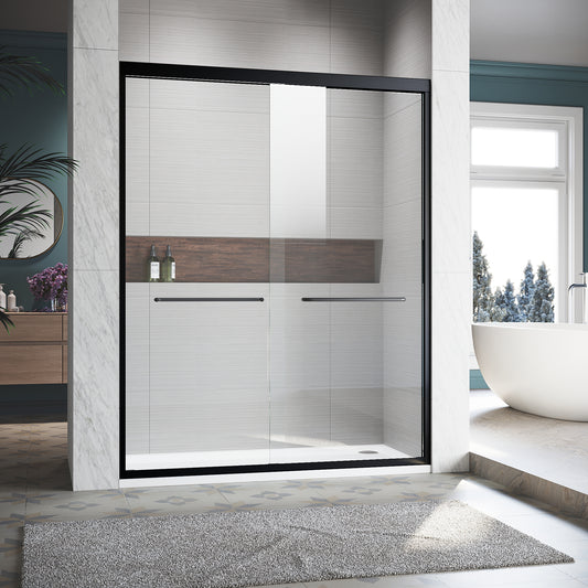 Sliding Shower Glass Door 44-48 in. W x 72 in. H, Adjustable Semi Frameless Shower Door, Certified Thick Clear Clear Tempered Glass