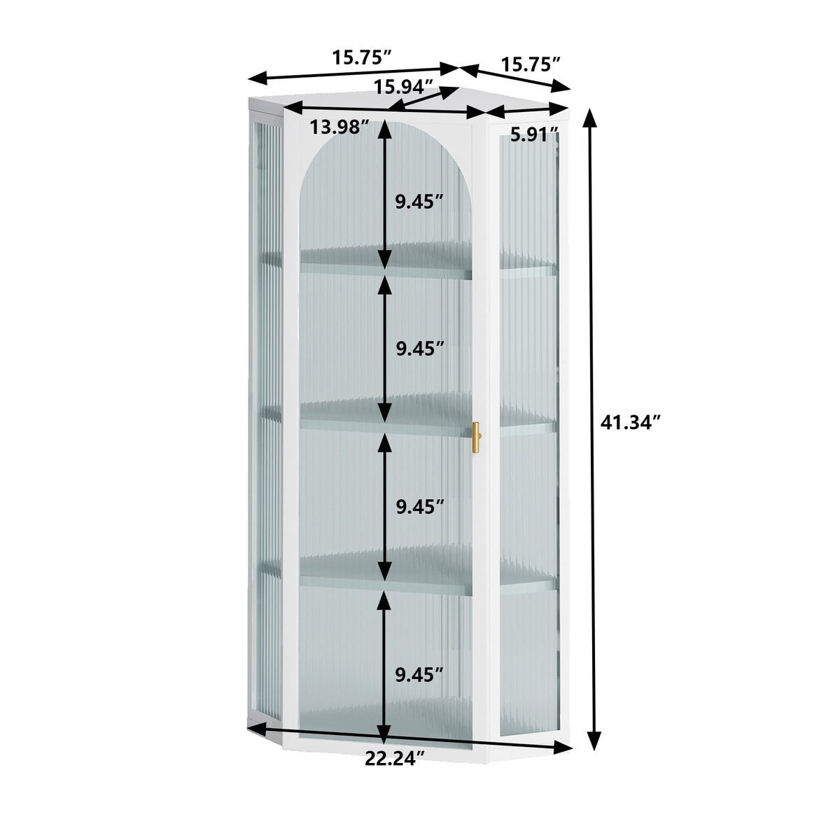 Glass Door Wall Mounted Corner Cabinet with Featuring Four-tier Storage for Bedroom, Living Room, Bathroom, Kitchen, White(same sku:W757130160)