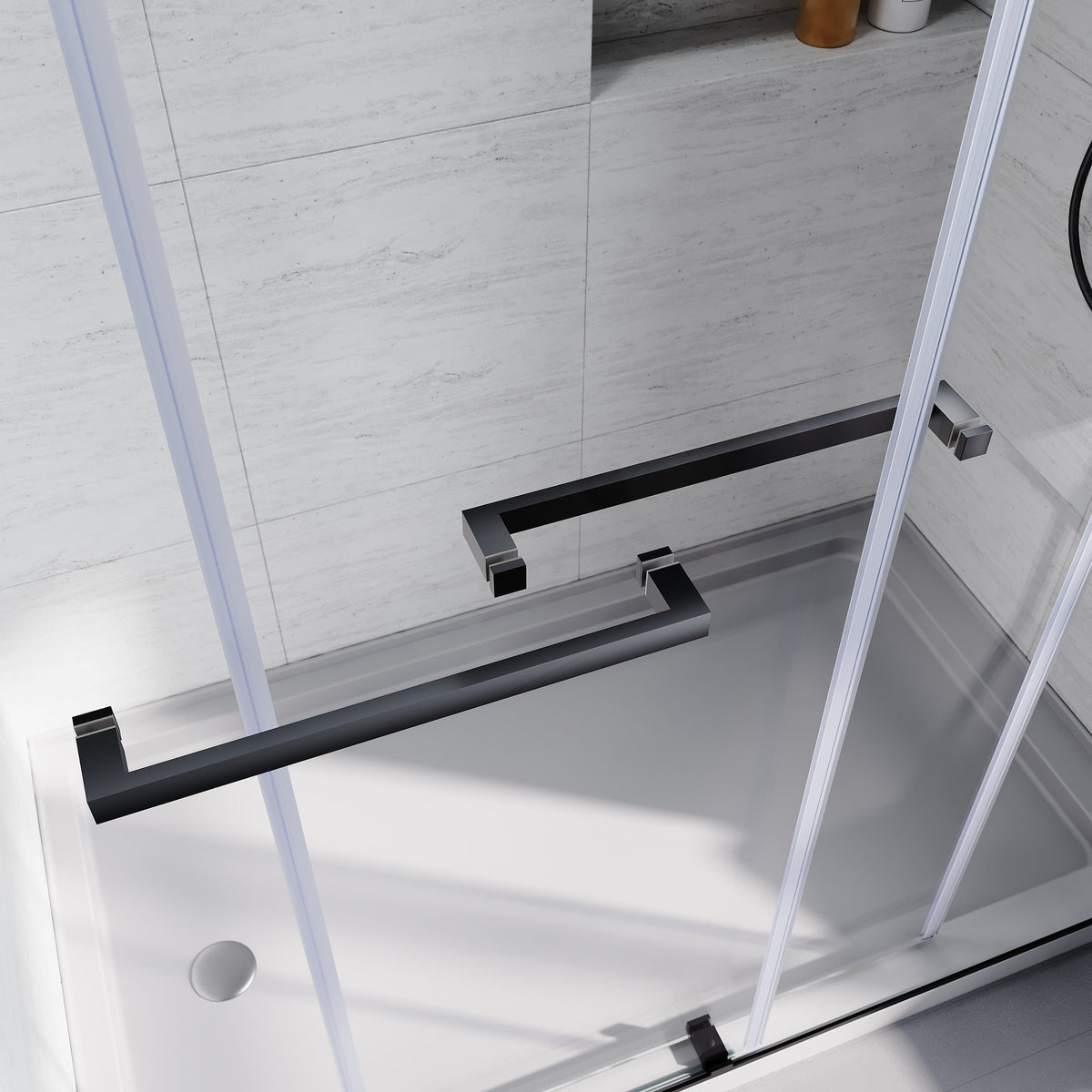 Matte Black 56-60 in.W x 62 in.H 1/4"(6mm) Frameless Sliding Bathtub Door Bypass Tub Glass Sliding Shower Doors Clear Tempered Glass,Heavy Duty Stainless Steel Hardwares 2pcs Rectangle Handles,