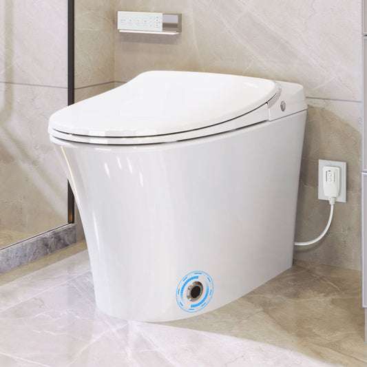 Luxury Smart Toilet with Dryer and warm water, Elongated Bidet Toilet with Heated Seat, with Remote Control, LED Night Light