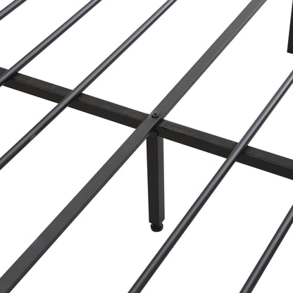 Queen Size Metal Platform Bed Frame with upholstery storage function Headboard and USB LINER and Footboard with drawers