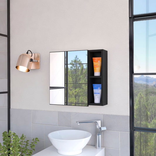 Minsk Medicine Cabinet, Mirror, Two External Shelves, Single Door Cabinet, Three Interior Shelves