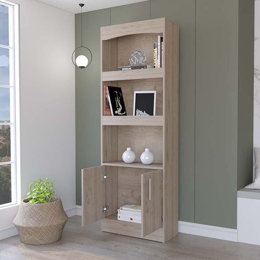 Durango Bookcase, Three Shelves, Double Door Cabinet