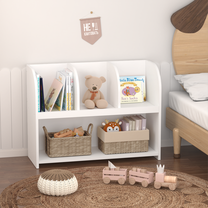 Kids Bookcase with 4 Compartments, Storage Book Shelf, Storage Display, Rack, Toy Organizer for Children's Room