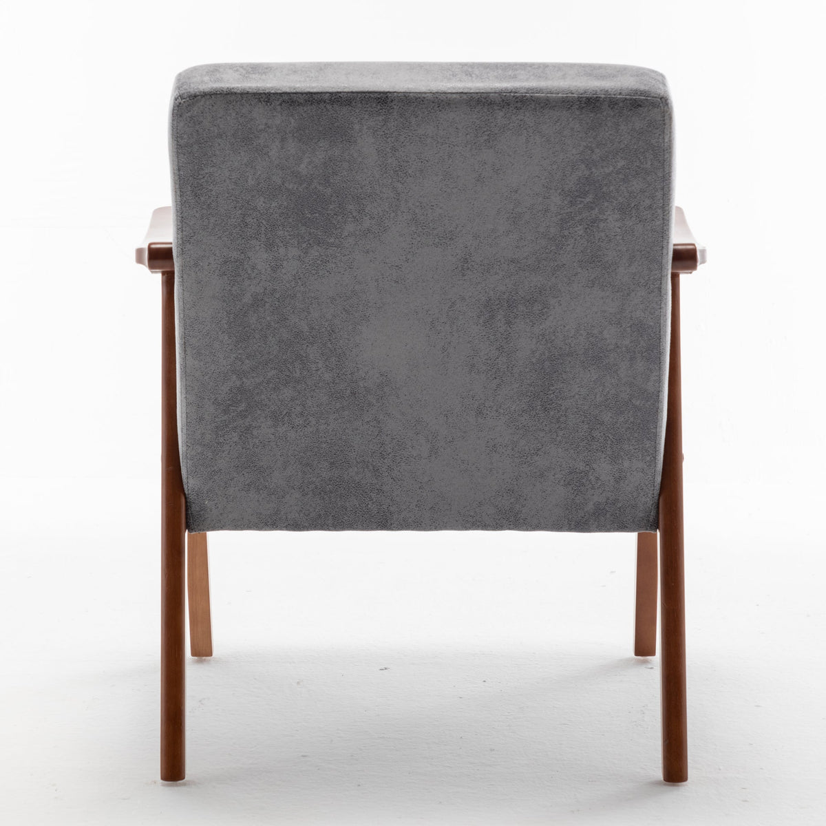 Mid-Century Modern Wingback Accent Chair with Solid Wood Frame and Extra-Thick Backrest - Lounge Chair, or Reading Room – Grey