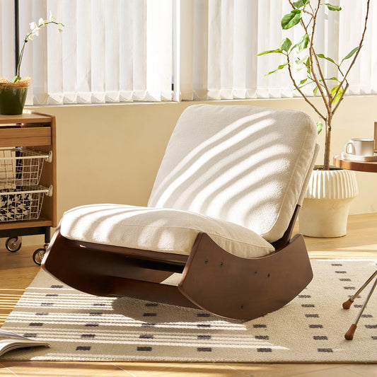 Comfortable Glider Rocking Chair, High-Quality Upholstery Glider Chair, Solid Wood Frame, Perfect for Multiple Settings Accent Reading Chair