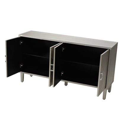 Stylish and Functional 4-Door Storage Cabinet with Pine Legs and MDF, Champagne