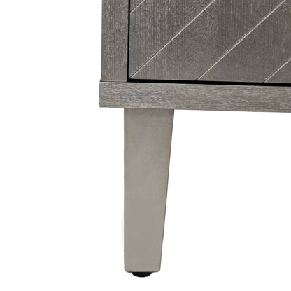 Stylish and Functional 4-Door Storage Cabinet with Pine Legs and MDF, Champagne