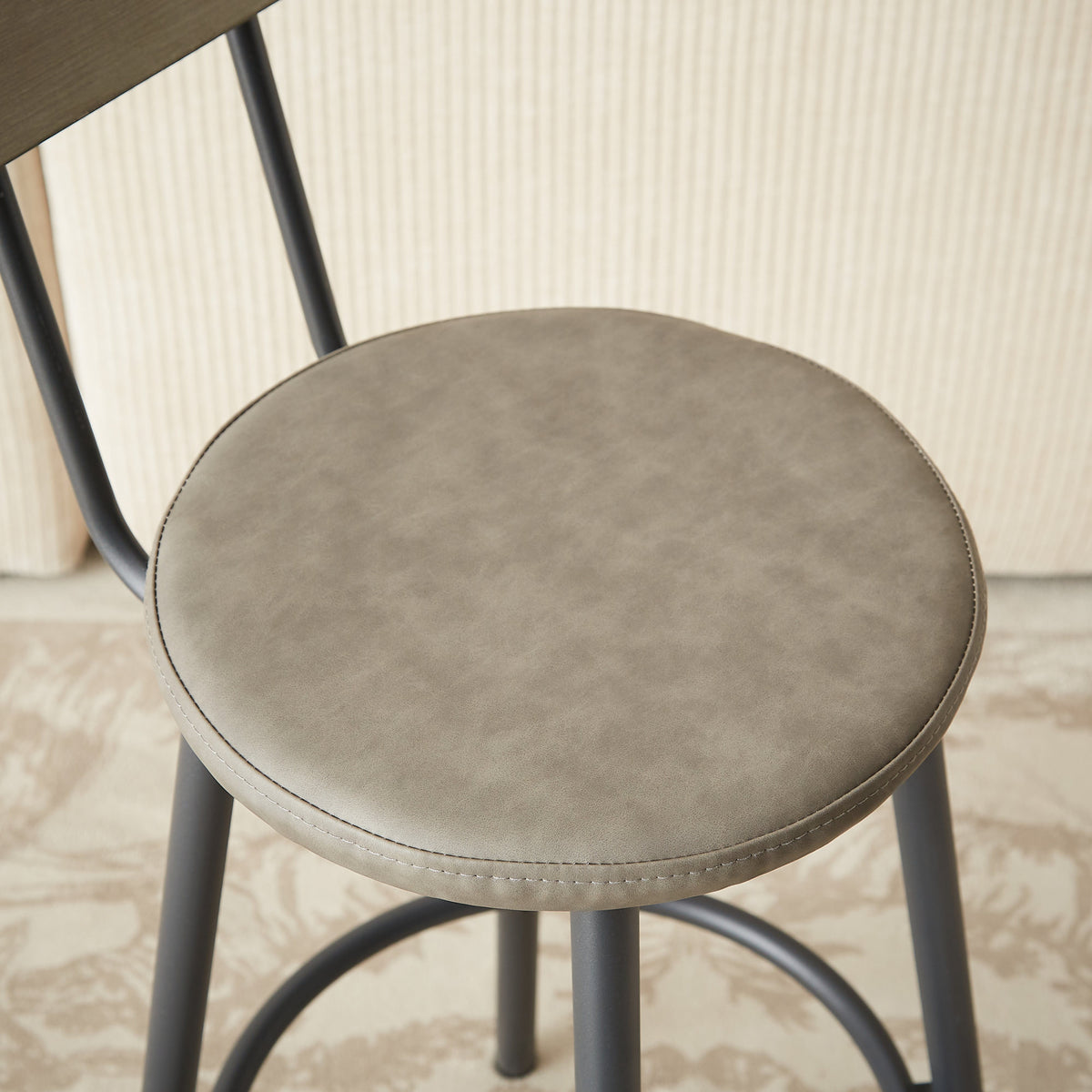 Long Bar Table Set with 3 PU Upholstered Bar Stools, Industrial Bar Table and Chairs for Kitchen Breakfast Table, Banquet Hall