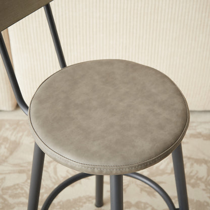 Long Bar Table Set with 3 PU Upholstered Bar Stools, Industrial Bar Table and Chairs for Kitchen Breakfast Table, Banquet Hall