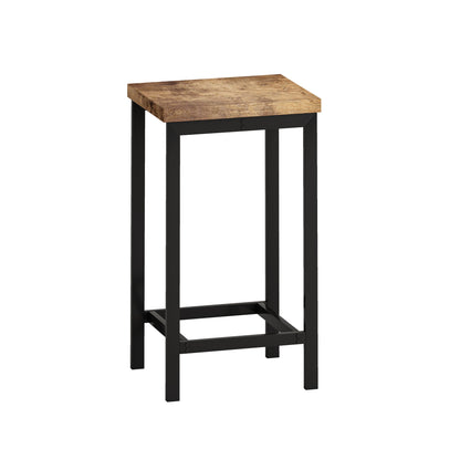 Modern Design Kitchen Dining Table, Pub Table, Long Dining Table Set with 3 Stools, Convenient Hanging Stool Design, Natural+Black