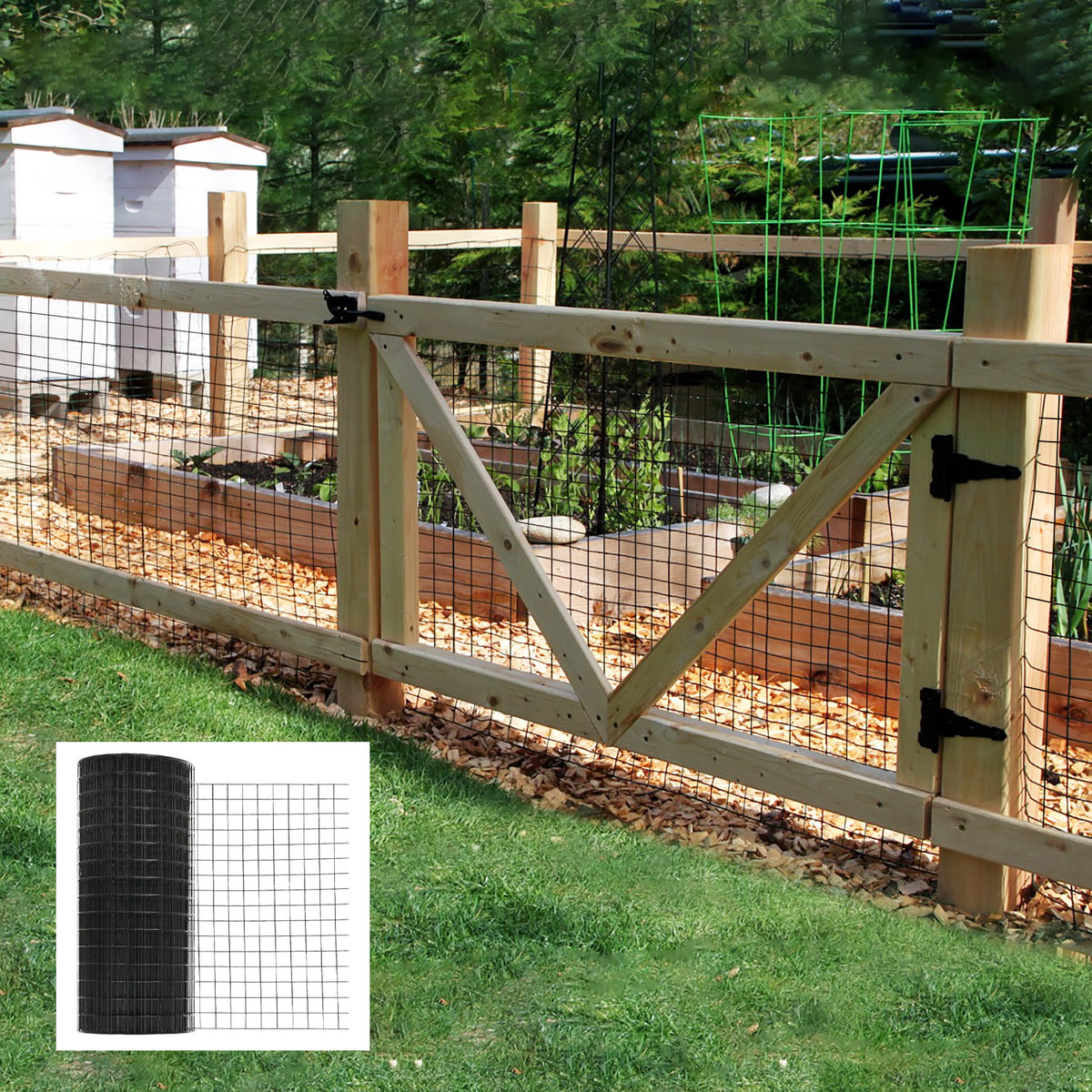 36 inch×100 ft Black Vinyl Coated Hardware Cloth, 21 Gauge 1/4 inch Black PVC Hardware Cloth, Black Welded Wire Fence Supports Poultry-Netting Cage-Home Improvement and Chicken Coop