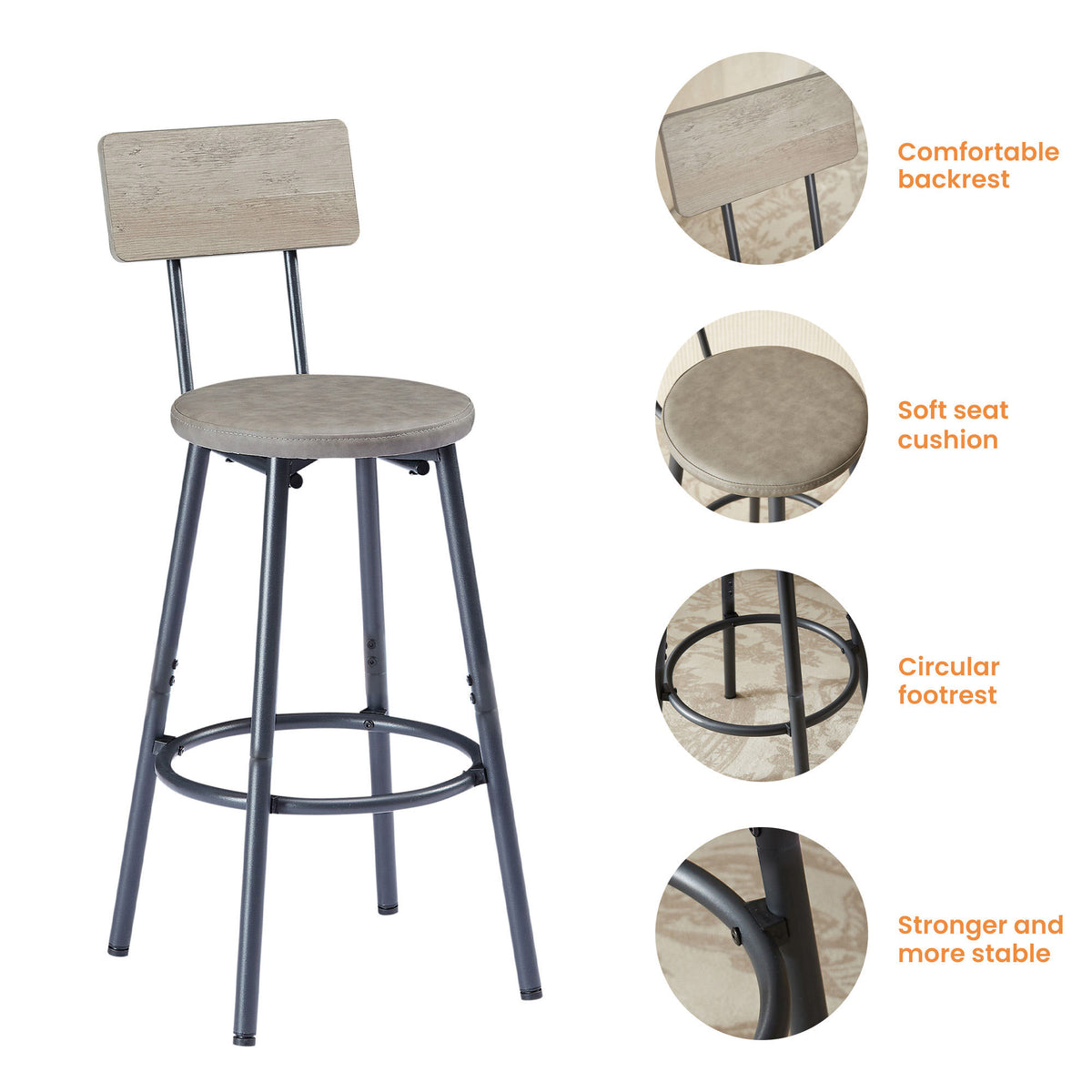 Long Bar Table Set with 3 PU Upholstered Bar Stools, Industrial Bar Table and Chairs for Kitchen Breakfast Table, Banquet Hall