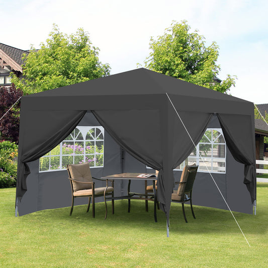 Outdoor 10x 10Ft Pop Up Gazebo Canopy Tent Removable Sidewall with Zipper, 2pcs Sidewall with Windows, with 4pcs Weight sand bag – Black