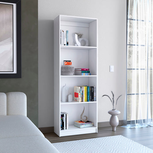 Vinton Bookcase with Spacious Tier-Shelving Design, White