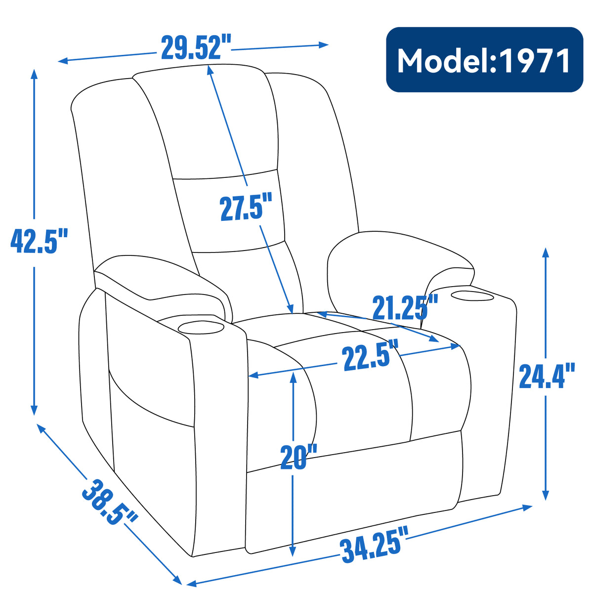 Large Power Lift Recliner Chair with Massage and Heat for Elderly, Overstuffed Wide Recliners, Heavy Duty Motion Mechanism with USB and Type C Ports, 2 Steel Cup Holders, Brown