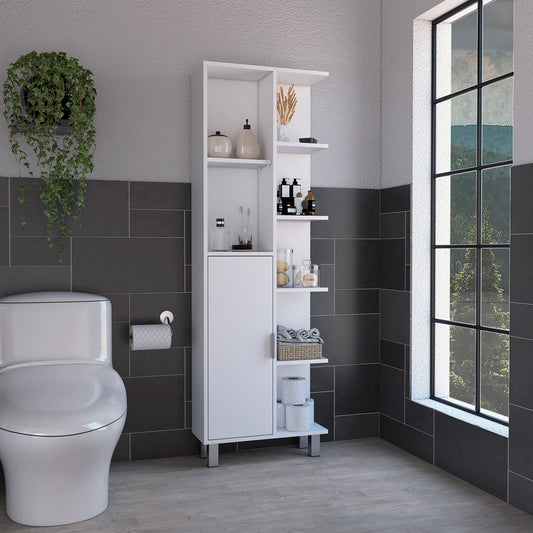 Crovie Linen 63-inch High Bathroom Cabinet Linen Storage Cabinet  with Seven Open Shelves – Model B070P173184