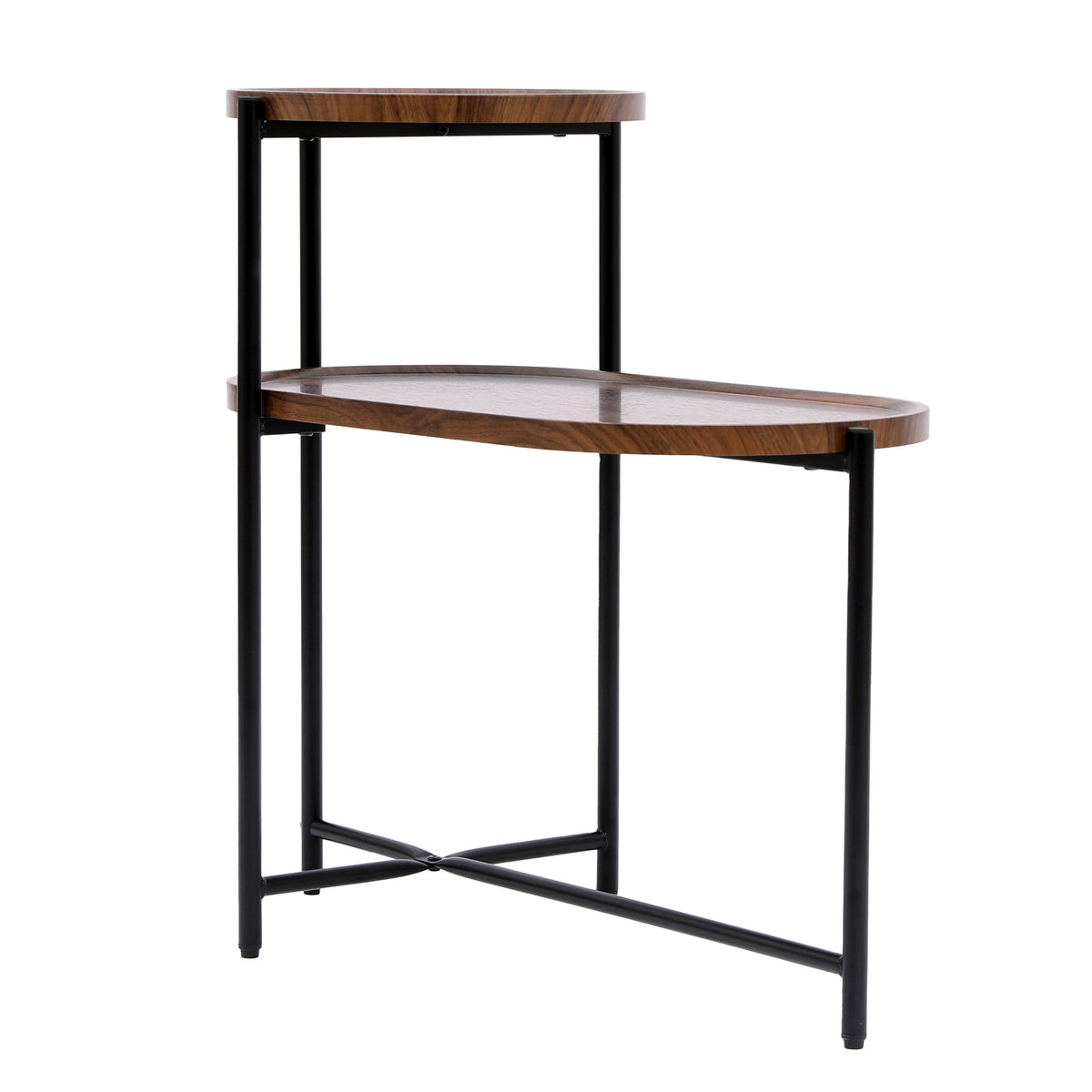 Small Coffee Tables 2-tier Modern Sofa Side Table with Wood Storage Shelf Living Room End Tables Nightstands - Walnut Brown