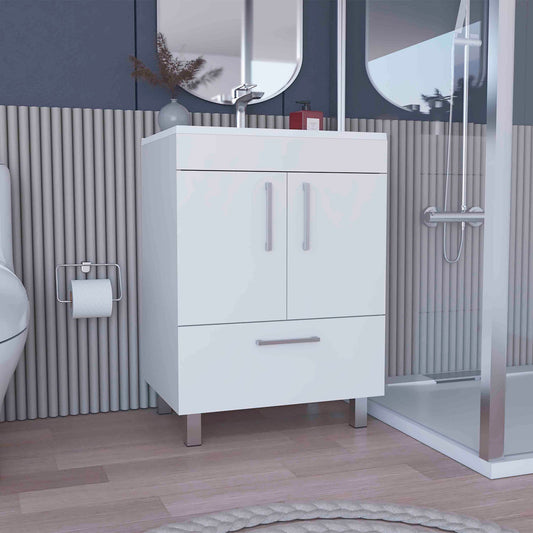 Velloc Single Bathroom Vanity, Double Door Cabinet, One Drawer -White – Model B200S00085