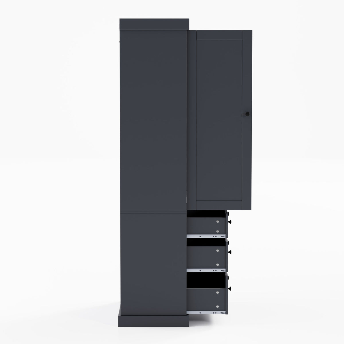 TOPMAX 77" Farmhouse Kitchen Pantry, Freestanding Tall Cupboard Storage Cabinet with 3 Adjustable Shelves, 8 Door Shelves, 3 Drawers