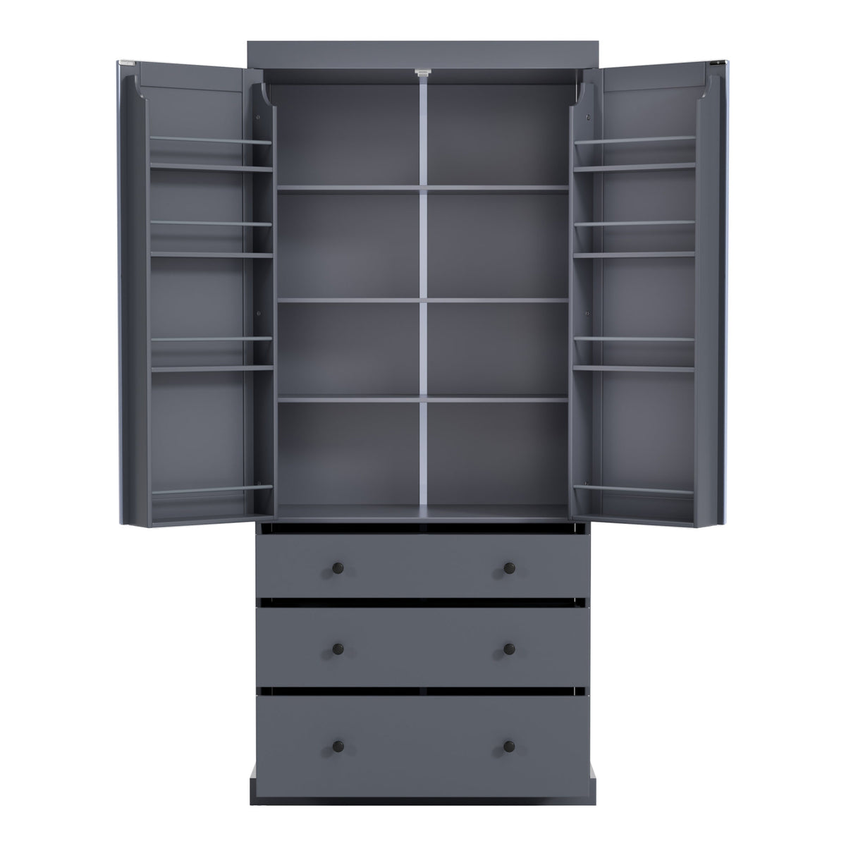 TOPMAX 77" Farmhouse Kitchen Pantry, Freestanding Tall Cupboard Storage Cabinet with 3 Adjustable Shelves, 8 Door Shelves, 3 Drawers