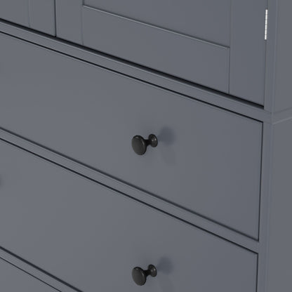 TOPMAX 77" Farmhouse Kitchen Pantry, Freestanding Tall Cupboard Storage Cabinet with 3 Adjustable Shelves, 8 Door Shelves, 3 Drawers