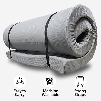 Memory Foam Camping Mattress - 63"x26"x3" Perfect for Outdoor Activities, RVs, Guest Rooms, and Dorms; Foldable, Portable, with Water-Resistant Zipper Cover, CertiPUR-US Certified