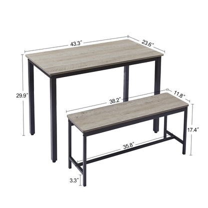 Dining Table Set, Bar Table with 2 Dining Benches, Kitchen Table Counter with Chairs, Industrial for Kitchen Breakfast Table, Party Room