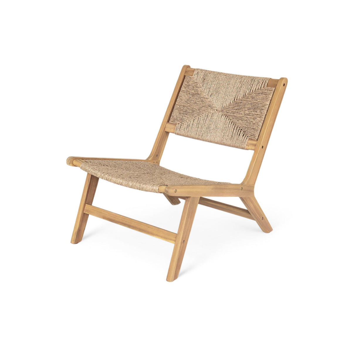 Acacia Wood Outdoor Armless Lounge Chair-Light Teak