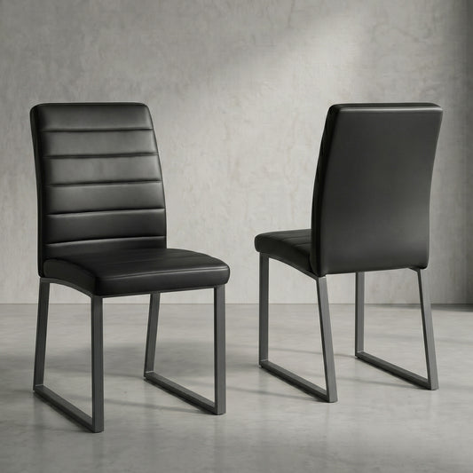 2-Pack - Premium PU office/dining chairs with high-density foam, sturdy iron legs (spray paint), multiple colors. Easy assembly