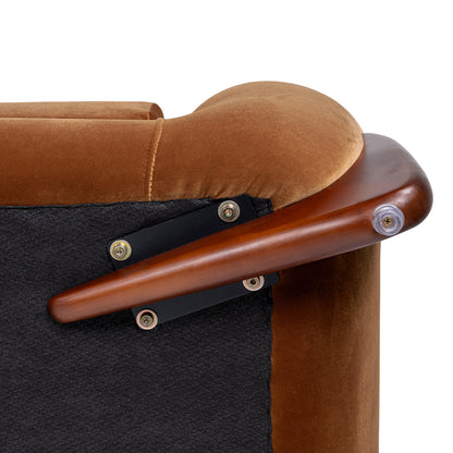 Alpine 90.5' Sherpa Sofa in Burnt Orange Performance Velvet with Natural Oak Legs