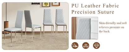 Modern Style Dining Chairs Set of 4 in Light Gray, Essential for Minimalist Homes.Meeting Family Dining Needs, PU Material Seat
