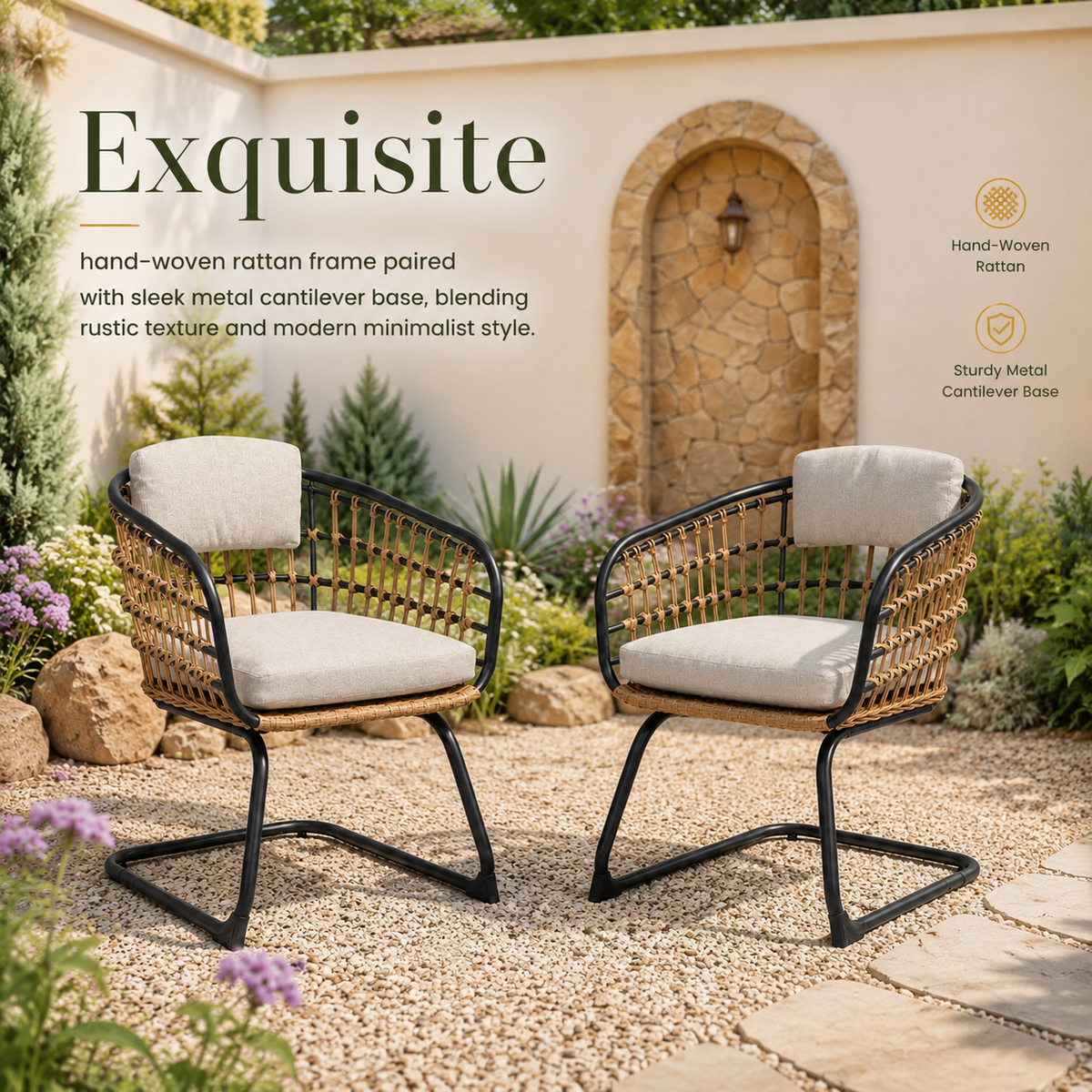Wicker Dining Chair-SET OF 2 is designed to elevate your patio, or garden space into a cozy, stylish spot for relaxation and connection.
