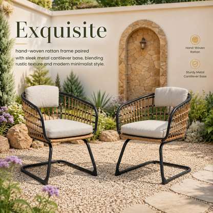 Wicker Dining Chair-SET OF 2 is designed to elevate your patio, or garden space into a cozy, stylish spot for relaxation and connection.